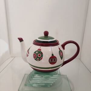 Vintage Christmas Tea Pot 10x10